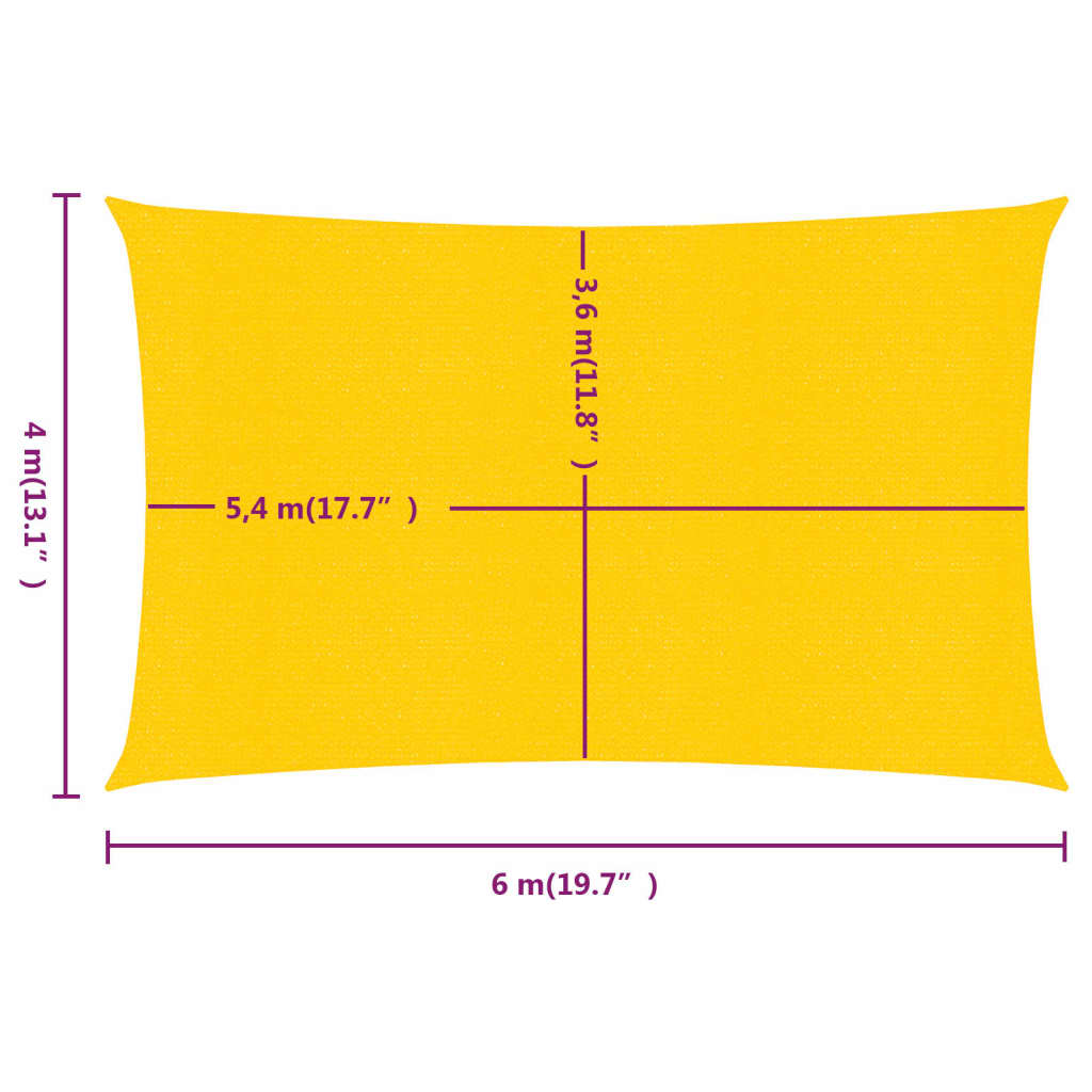 Burė nuo saulės, geltonos spalvos, 4x6m, HDPE, 160g/m²