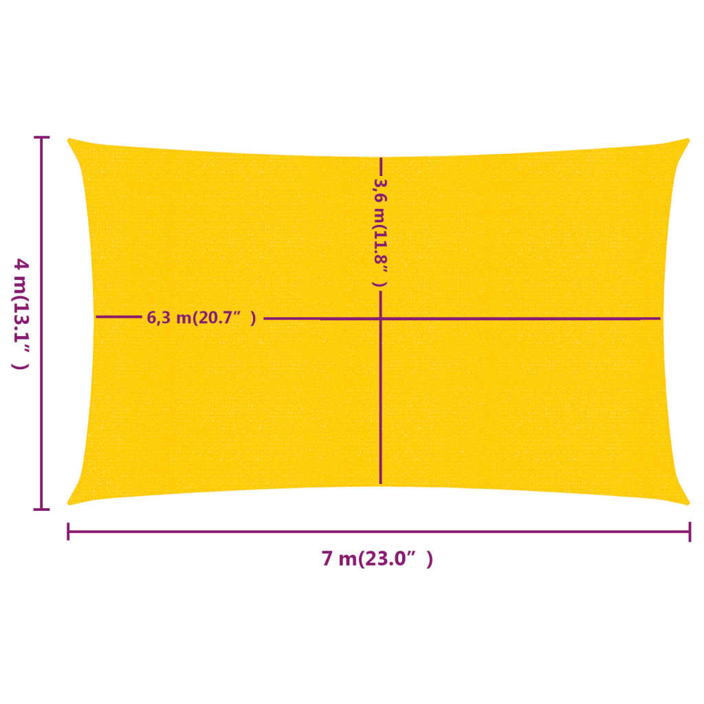 Burė nuo saulės, geltonos spalvos, 4x7m, HDPE, 160g/m²