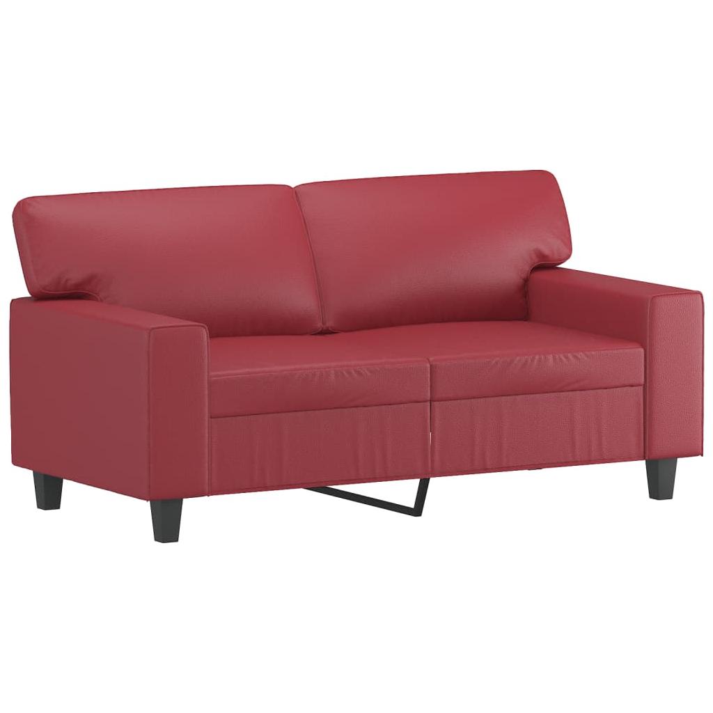 Dvivietė sofa su pagalvėlėmis, vyno, 120cm, dirbtinė oda