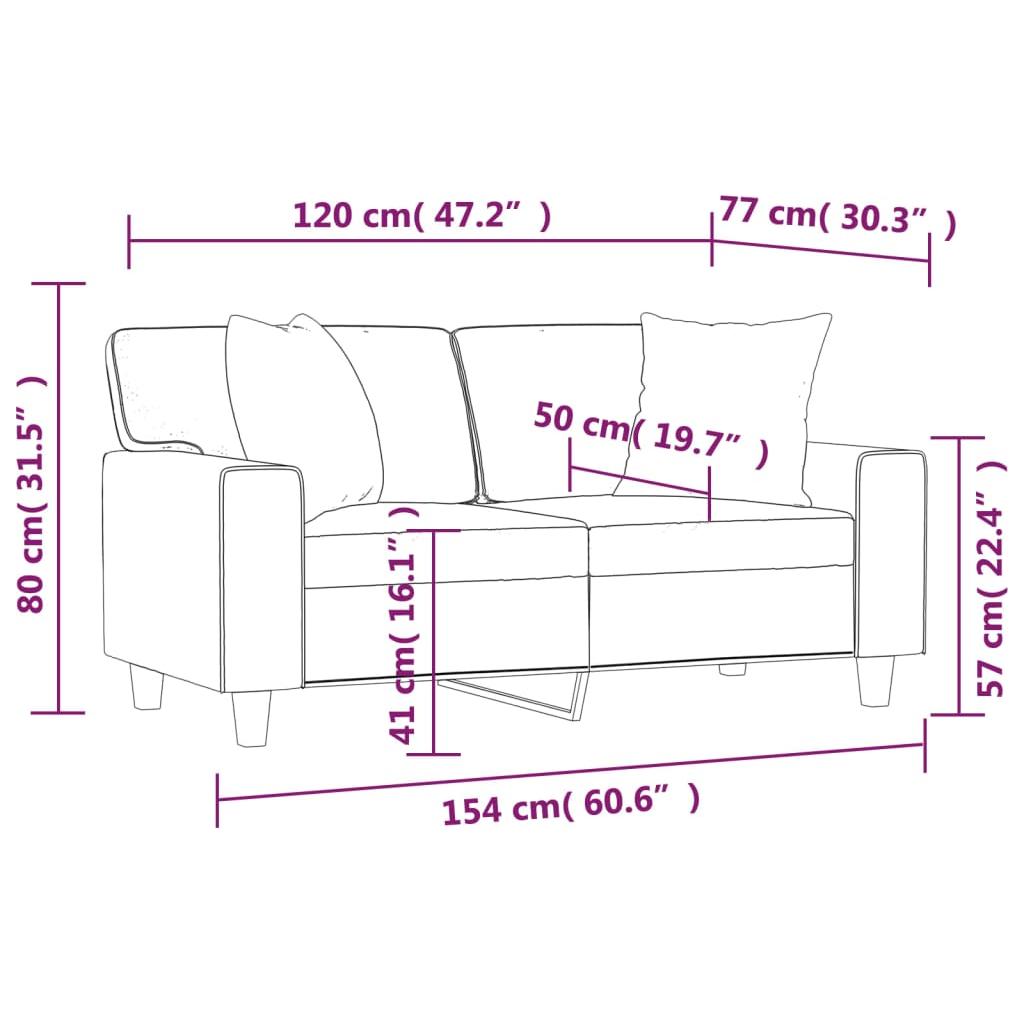 Dvivietė sofa su pagalvėlėmis, vyno, 120cm, dirbtinė oda