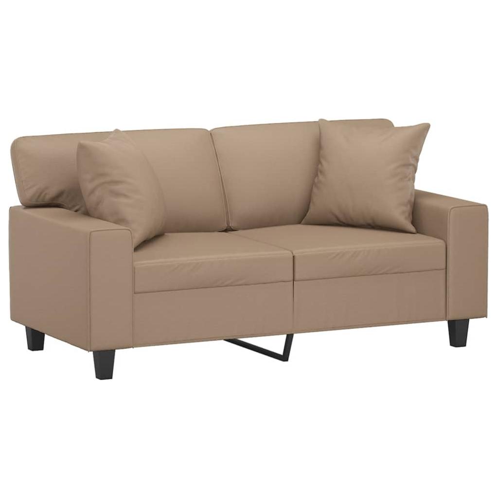 Dvivietė sofa su pagalvėlėmis, kapučino, 120cm, dirbtinė oda