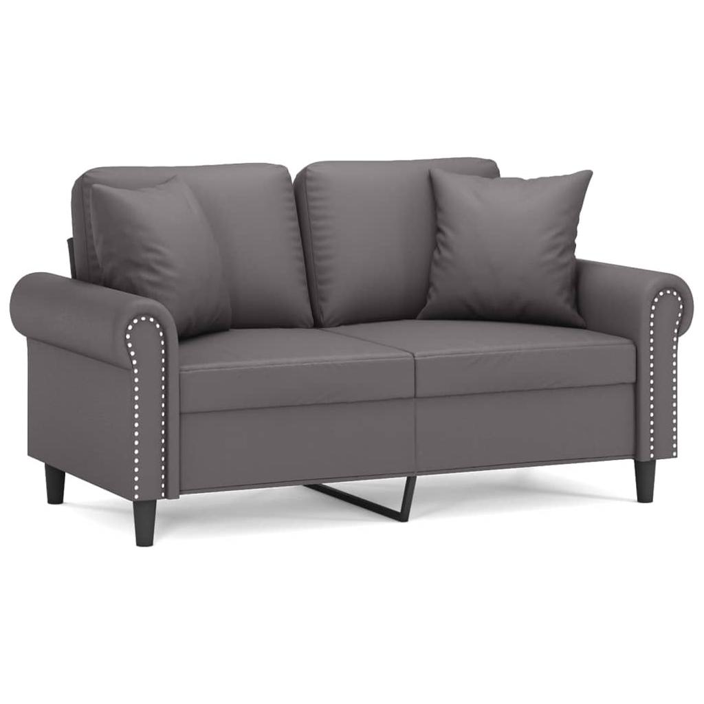 Dvivietė sofa su pagalvėlėmis, pilka, 120cm, dirbtinė oda