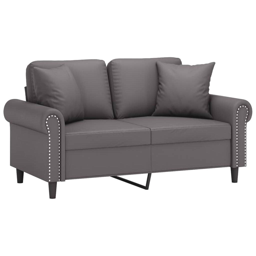 Dvivietė sofa su pagalvėlėmis, pilka, 120cm, dirbtinė oda