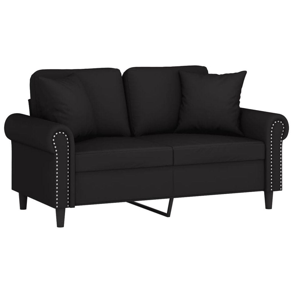 Dvivietė sofa su pagalvėlėmis, juodos spalvos, 120cm, aksomas