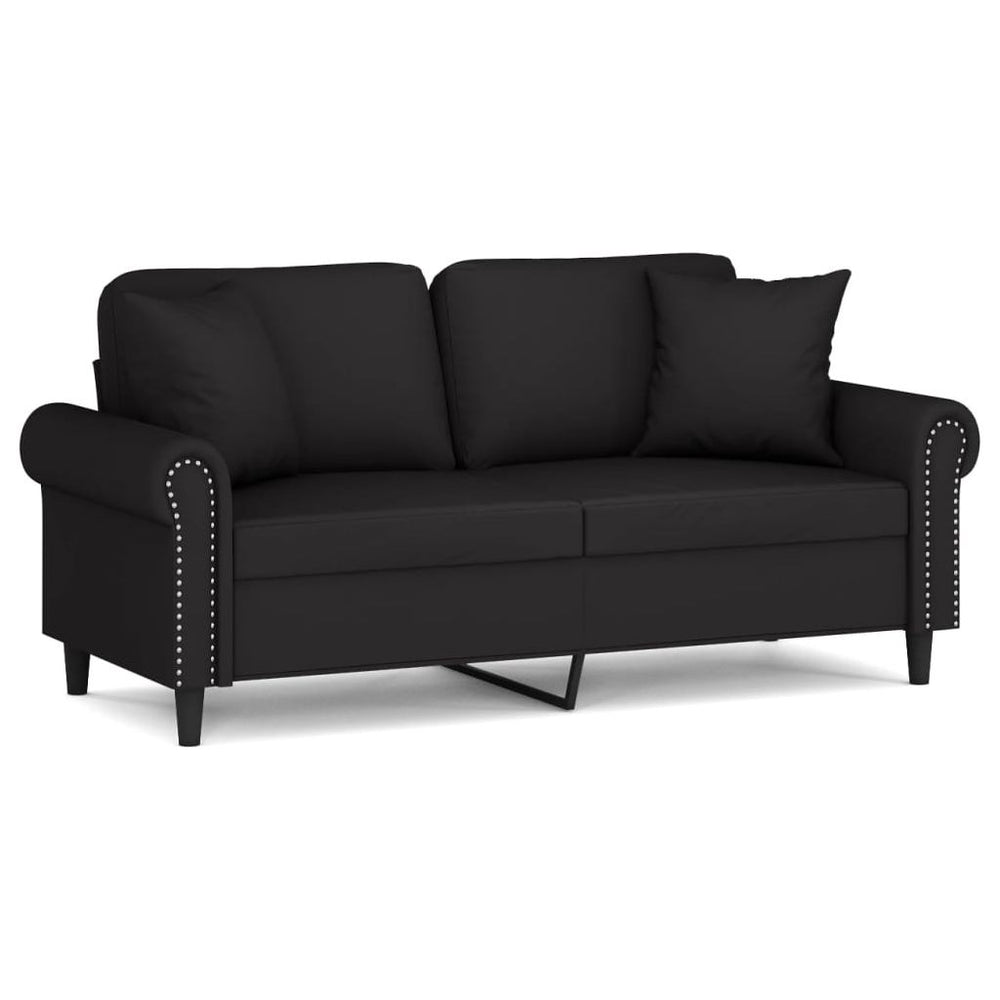 Dvivietė sofa su pagalvėlėmis, juodos spalvos, 140cm, aksomas