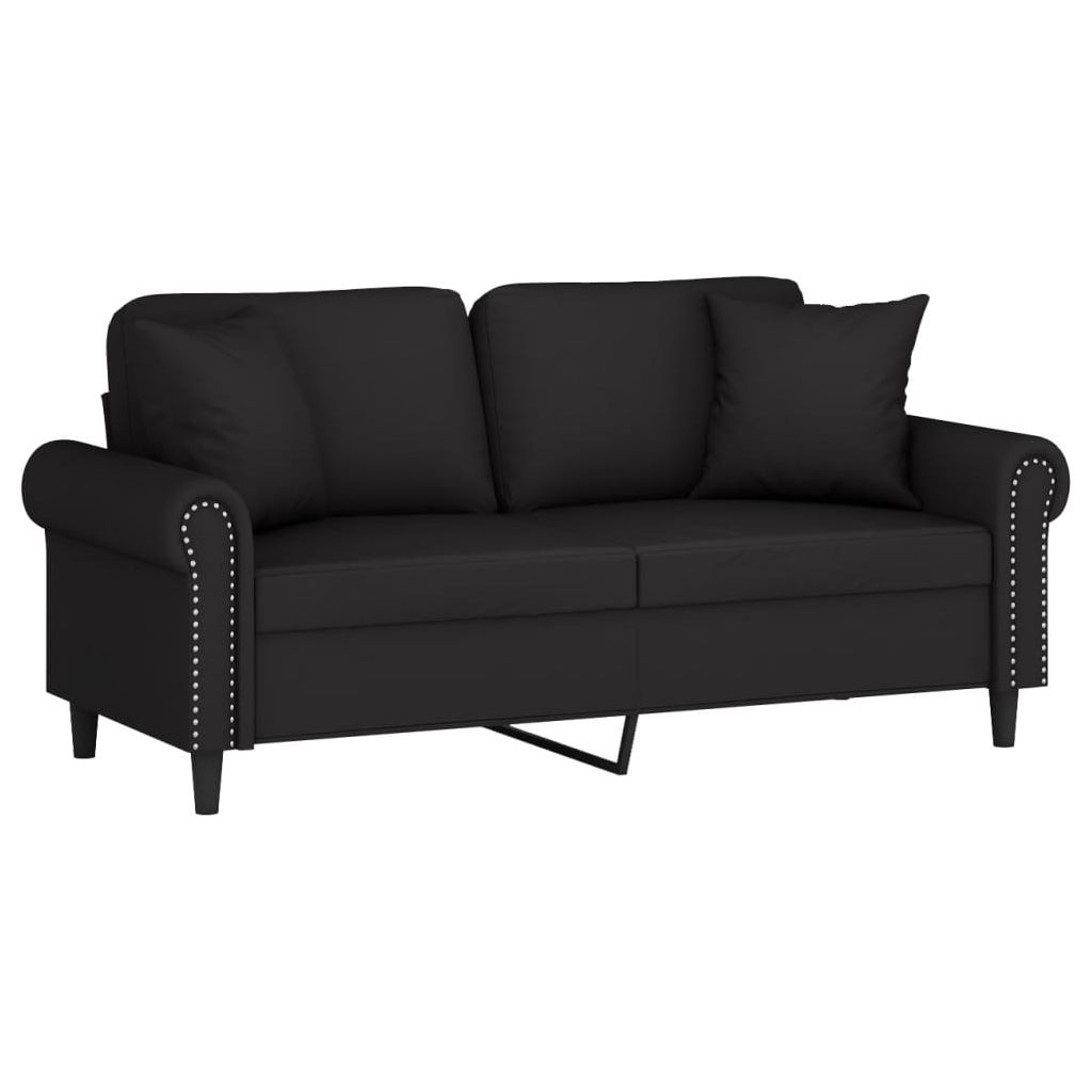 Dvivietė sofa su pagalvėlėmis, juodos spalvos, 140cm, aksomas