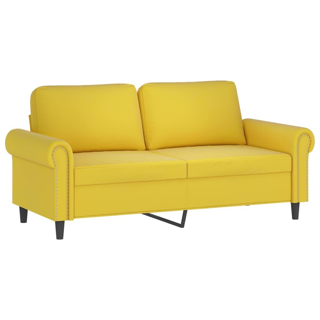 Dvivietė sofa su pagalvėlėmis, geltonos spalvos, 140cm, aksomas