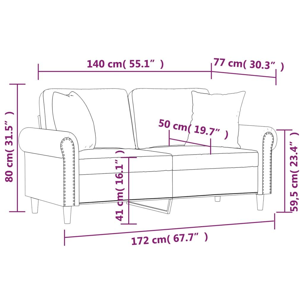 Dvivietė sofa su pagalvėlėmis, geltonos spalvos, 140cm, aksomas