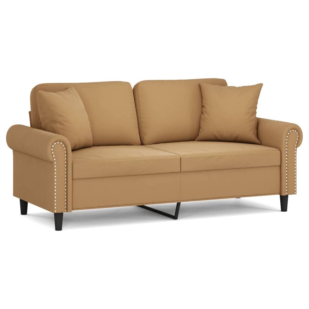 Dvivietė sofa su pagalvėlėmis, rudos spalvos, 140cm, aksomas