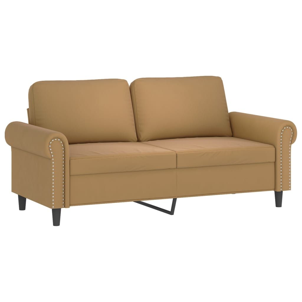 Dvivietė sofa su pagalvėlėmis, rudos spalvos, 140cm, aksomas