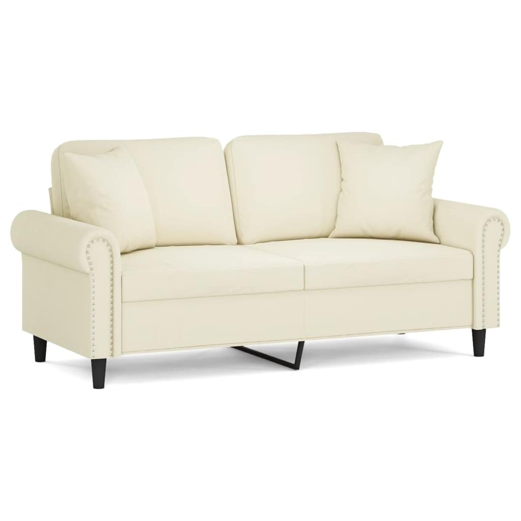 Dvivietė sofa su pagalvėlėmis, kreminės spalvos, 140cm, aksomas