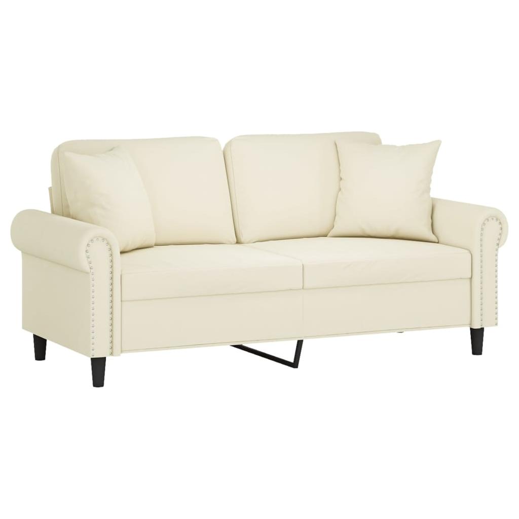 Dvivietė sofa su pagalvėlėmis, kreminės spalvos, 140cm, aksomas