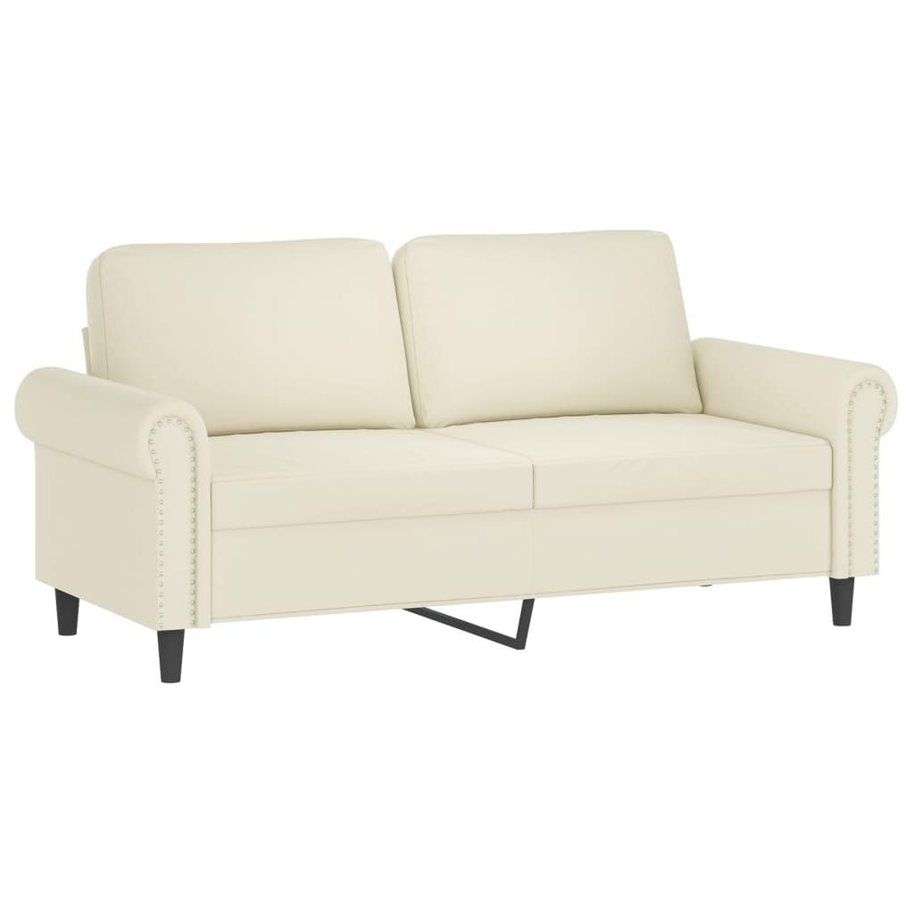 Dvivietė sofa su pagalvėlėmis, kreminės spalvos, 140cm, aksomas