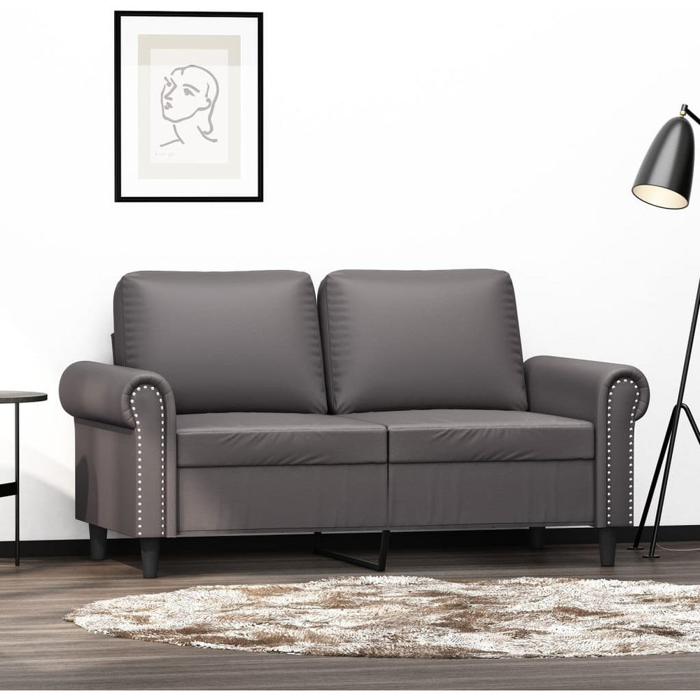 Dvivietė sofa, pilkos spalvos, 120cm, dirbtinė oda