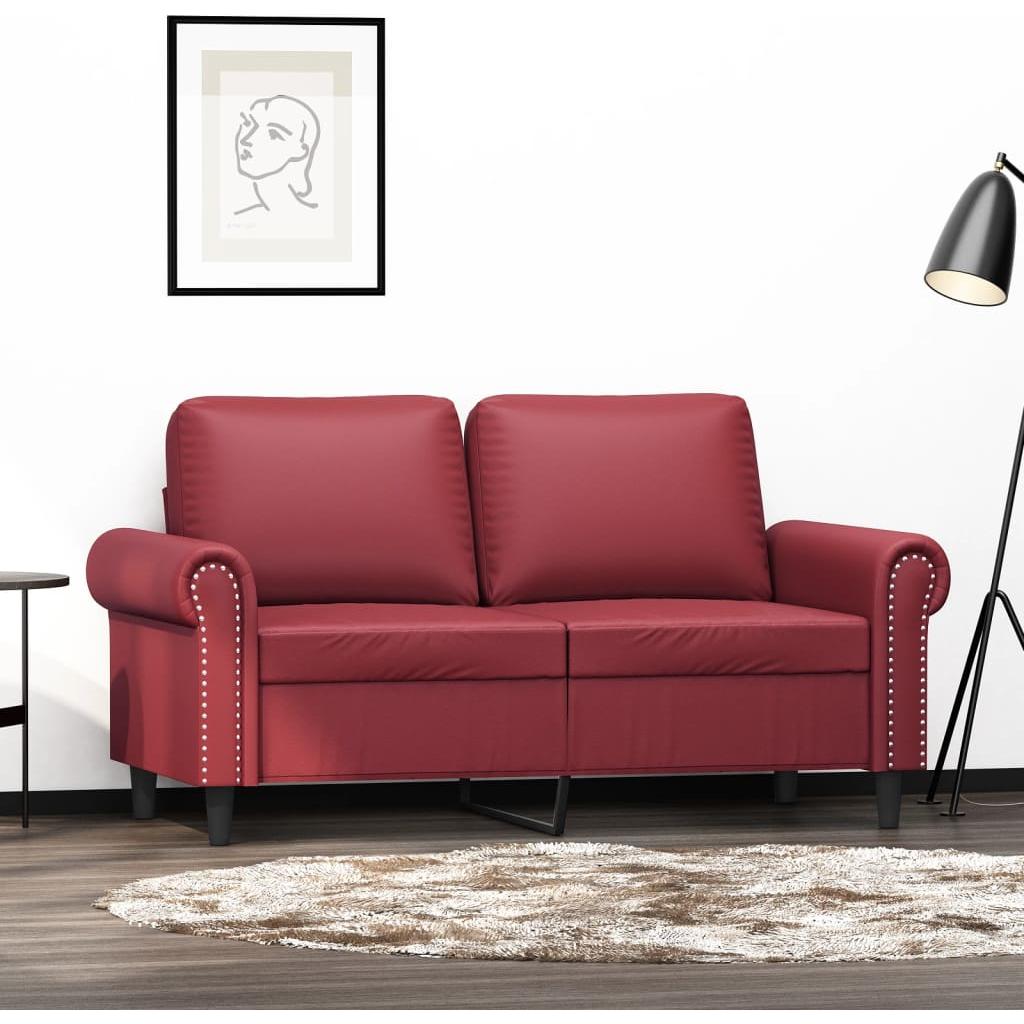 Dvivietė sofa, raudonojo vyno spalvos, 120cm, dirbtinė oda