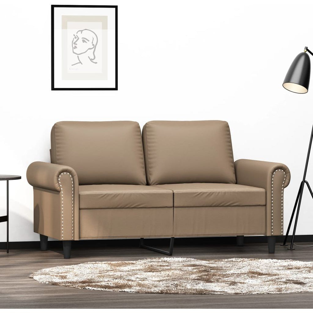 Dvivietė sofa, kapučino spalvos, 120cm, dirbtinė oda