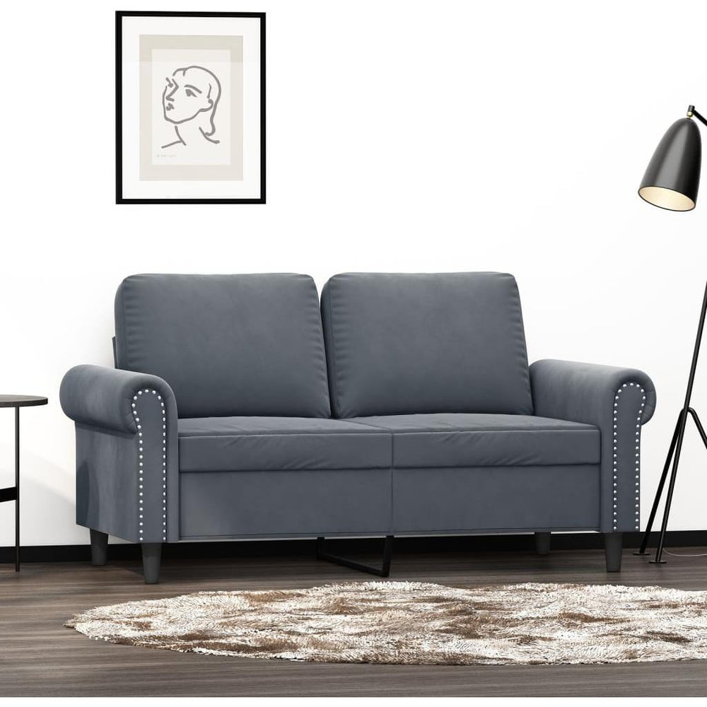 Dvivietė sofa, tamsiai pilkos spalvos, 120cm, aksomas