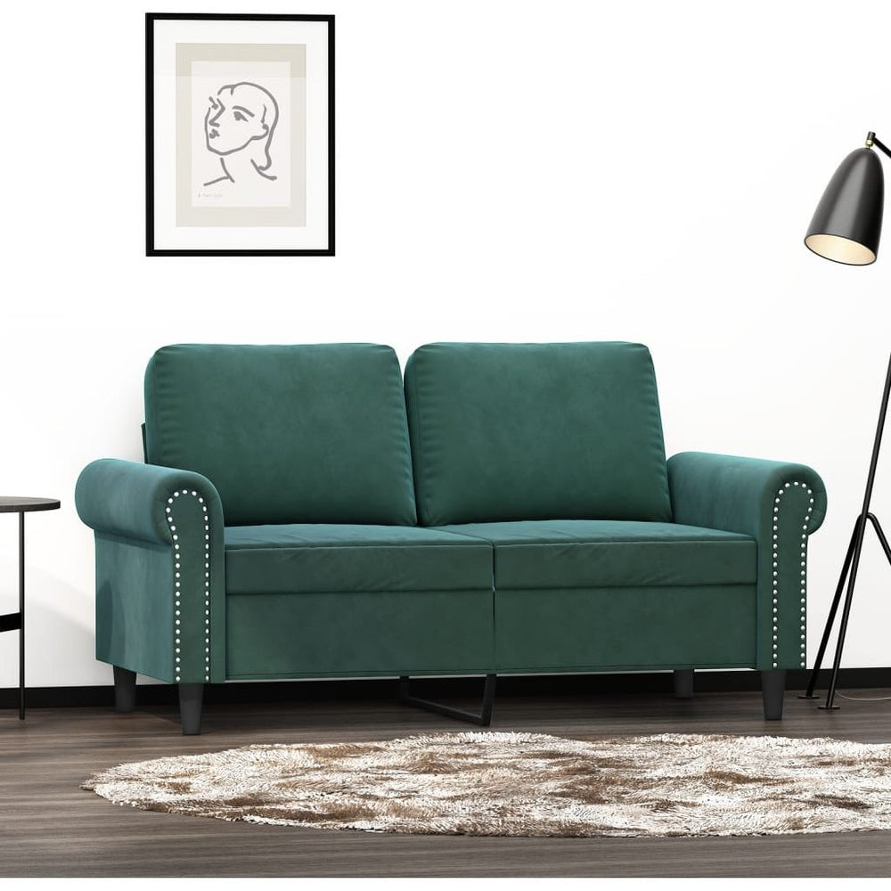 Dvivietė sofa, tamsiai žalios spalvos, 120cm, aksomas