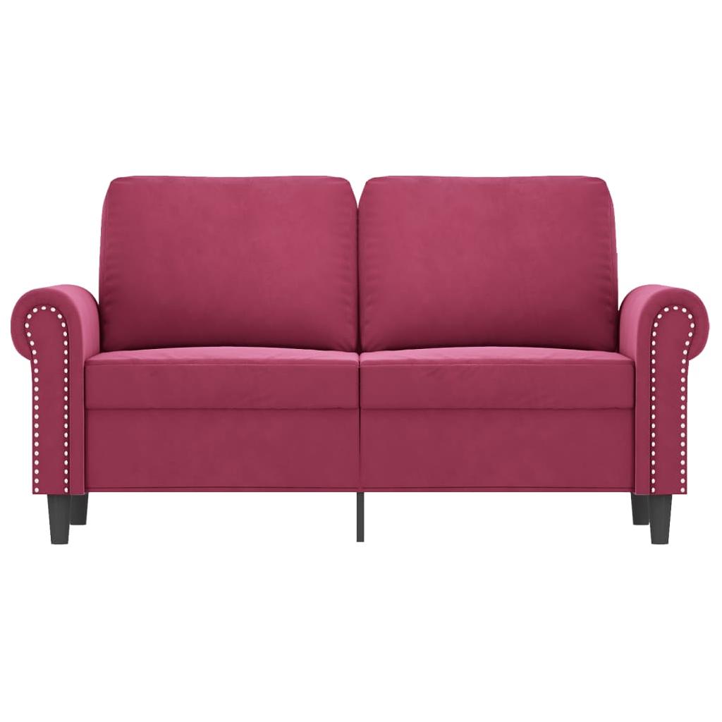 Dvivietė sofa, raudonojo vyno spalvos, 120cm, aksomas