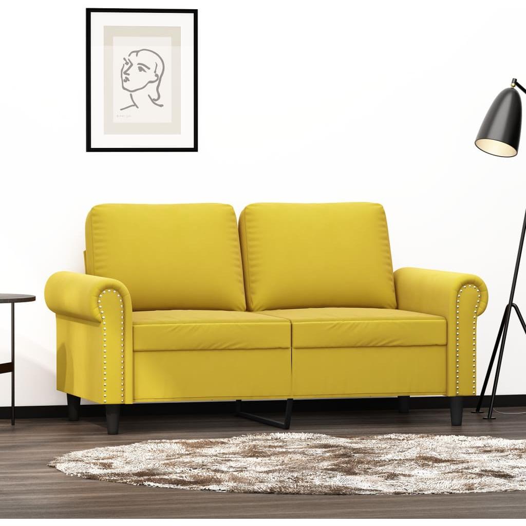 Dvivietė sofa, geltonos spalvos, 120cm, aksomas