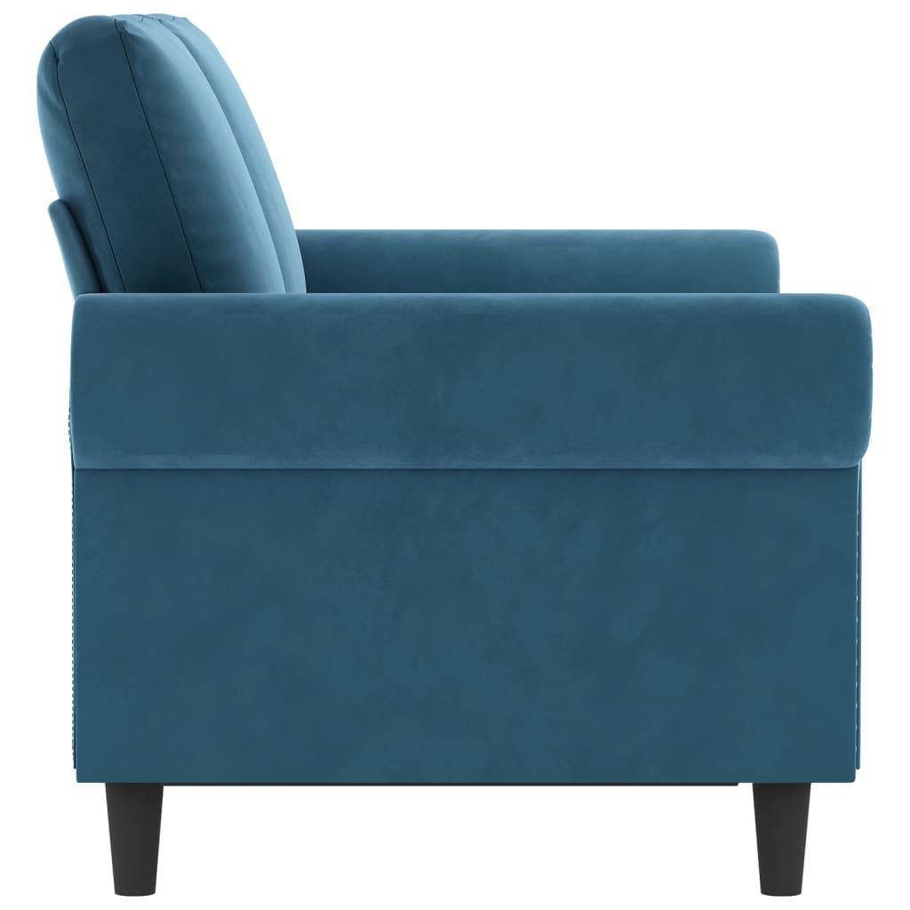 Dvivietė sofa, mėlynos spalvos, 120cm, aksomas