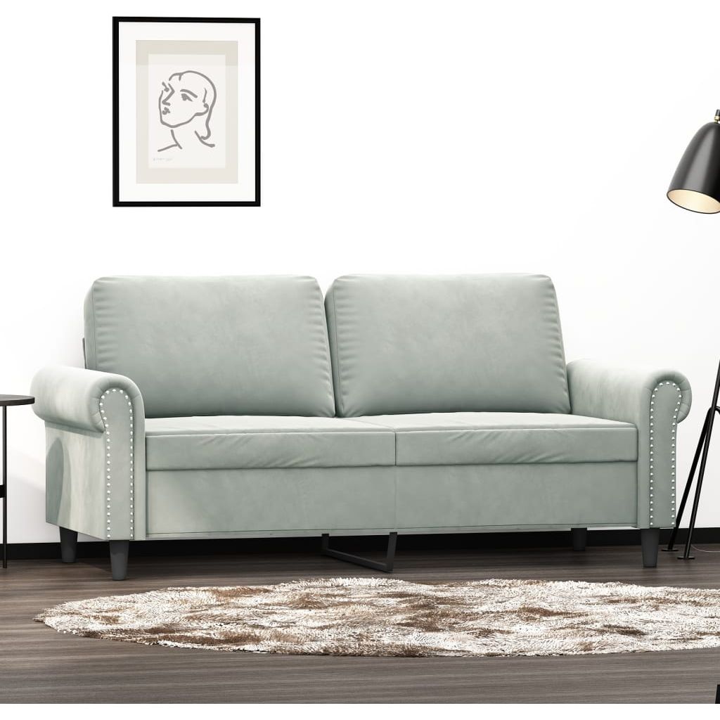 Dvivietė sofa, šviesiai pilkos spalvos, 140cm, aksomas