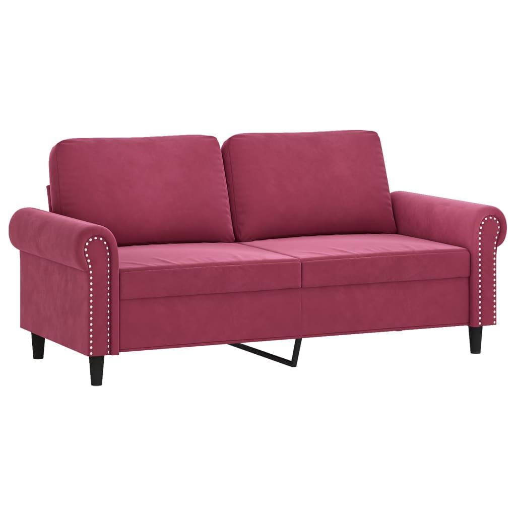 Dvivietė sofa, raudonojo vyno spalvos, 140cm, aksomas