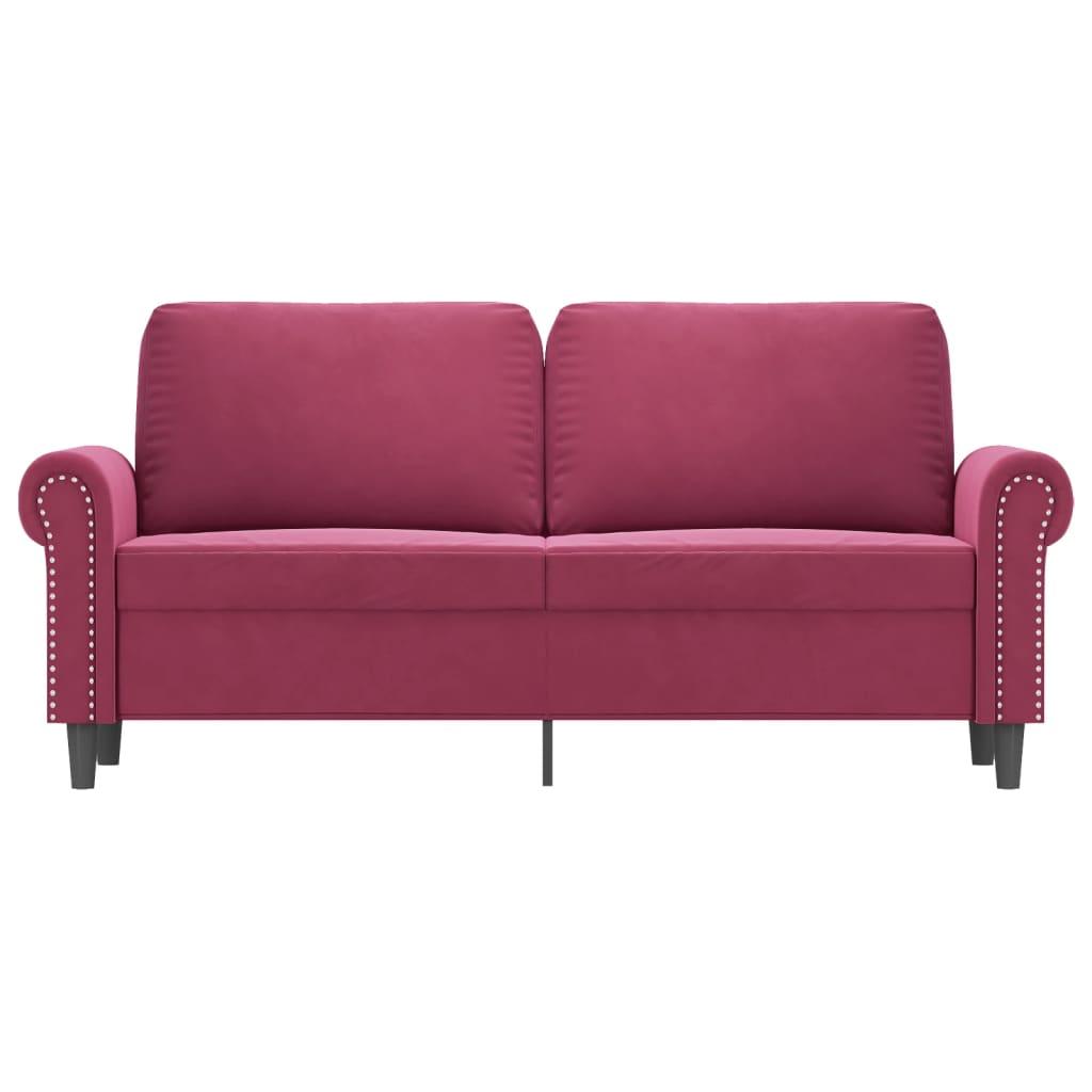 Dvivietė sofa, raudonojo vyno spalvos, 140cm, aksomas