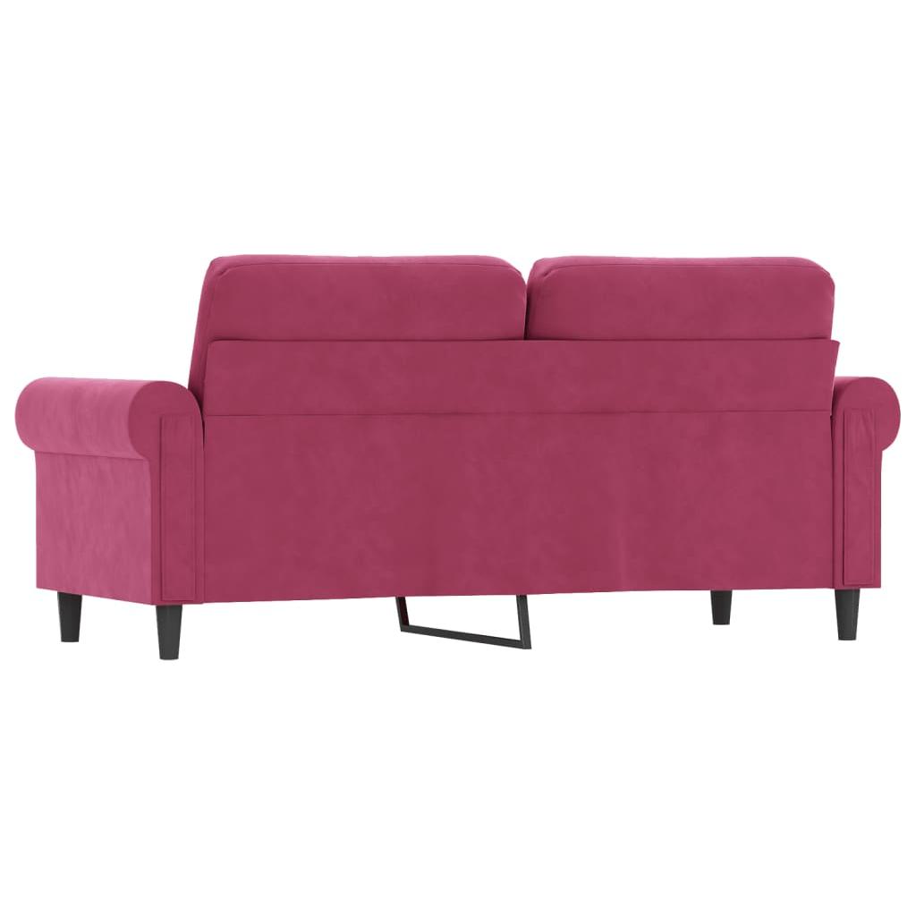 Dvivietė sofa, raudonojo vyno spalvos, 140cm, aksomas