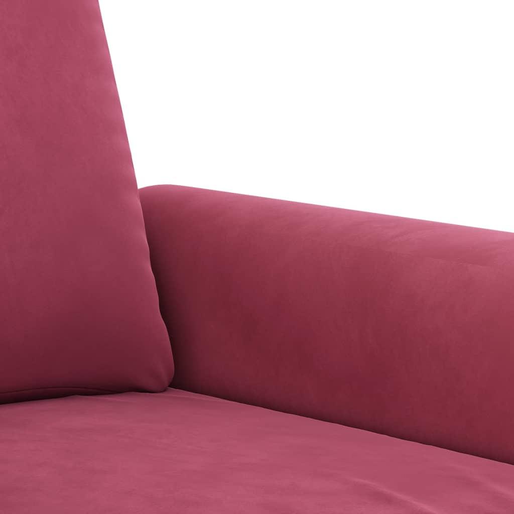 Dvivietė sofa, raudonojo vyno spalvos, 140cm, aksomas