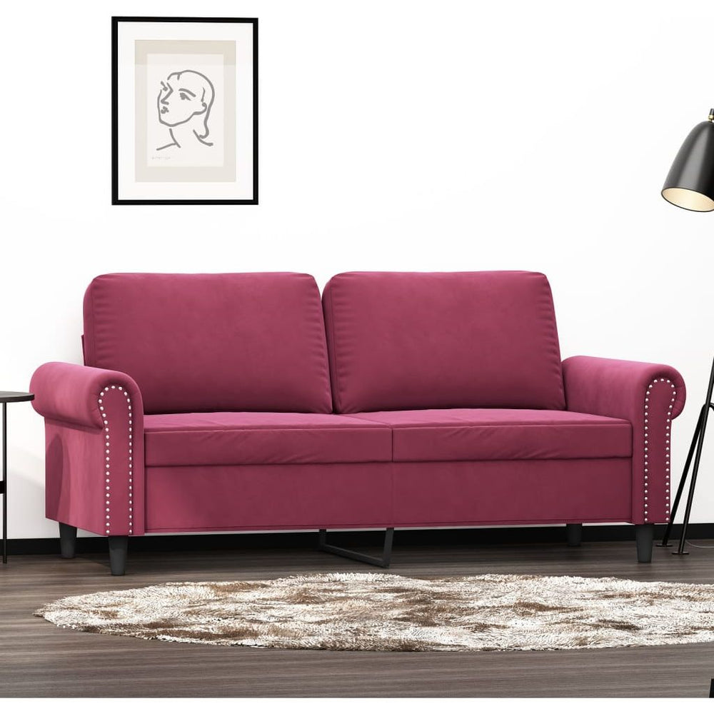 Dvivietė sofa, raudonojo vyno spalvos, 140cm, aksomas