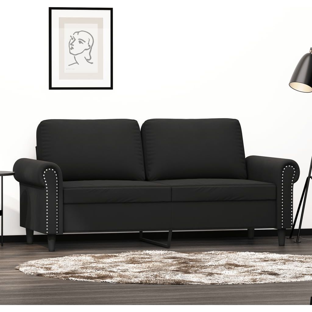 Dvivietė sofa, juodos spalvos, 140cm, aksomas