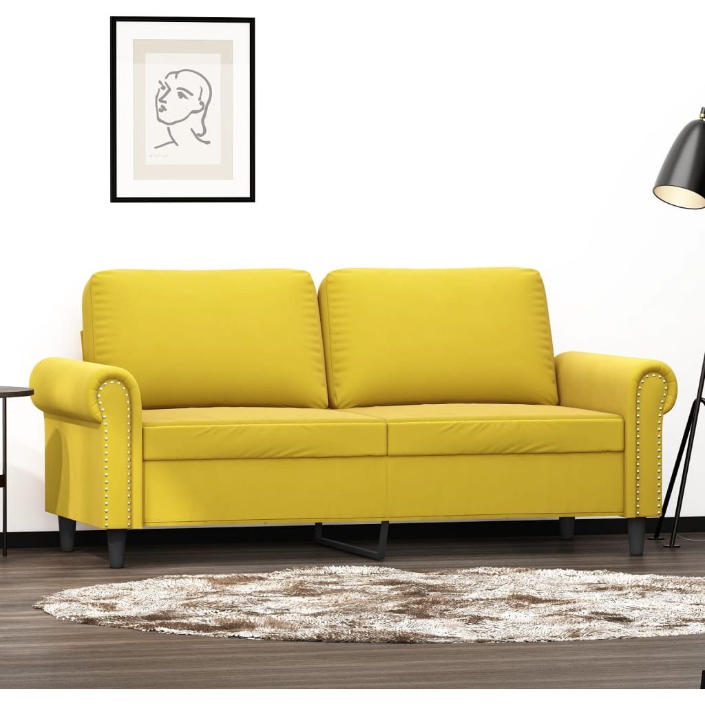 Dvivietė sofa, geltonos spalvos, 140cm, aksomas