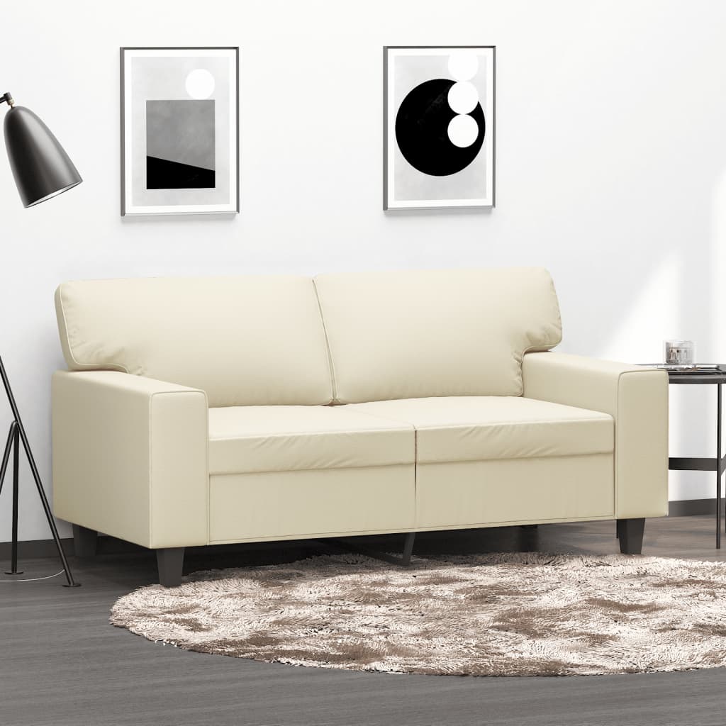 Dvivietė sofa, kreminės spalvos, 120cm, dirbtinė oda