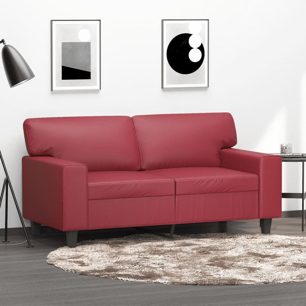 Dvivietė sofa, raudonojo vyno spalvos, 120cm, dirbtinė oda