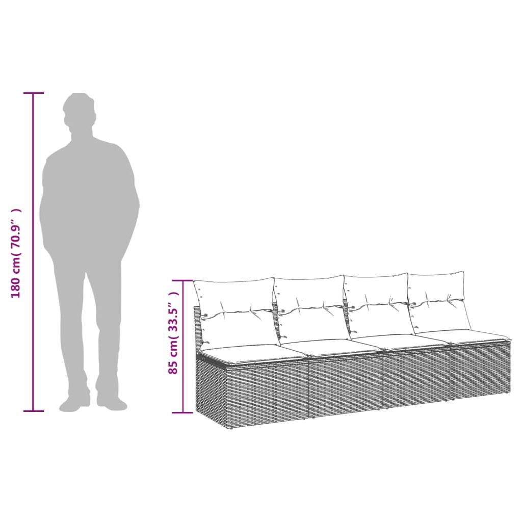 Keturvietė sodo sofa su pagalvėlėmis, smėlio, poliratanas