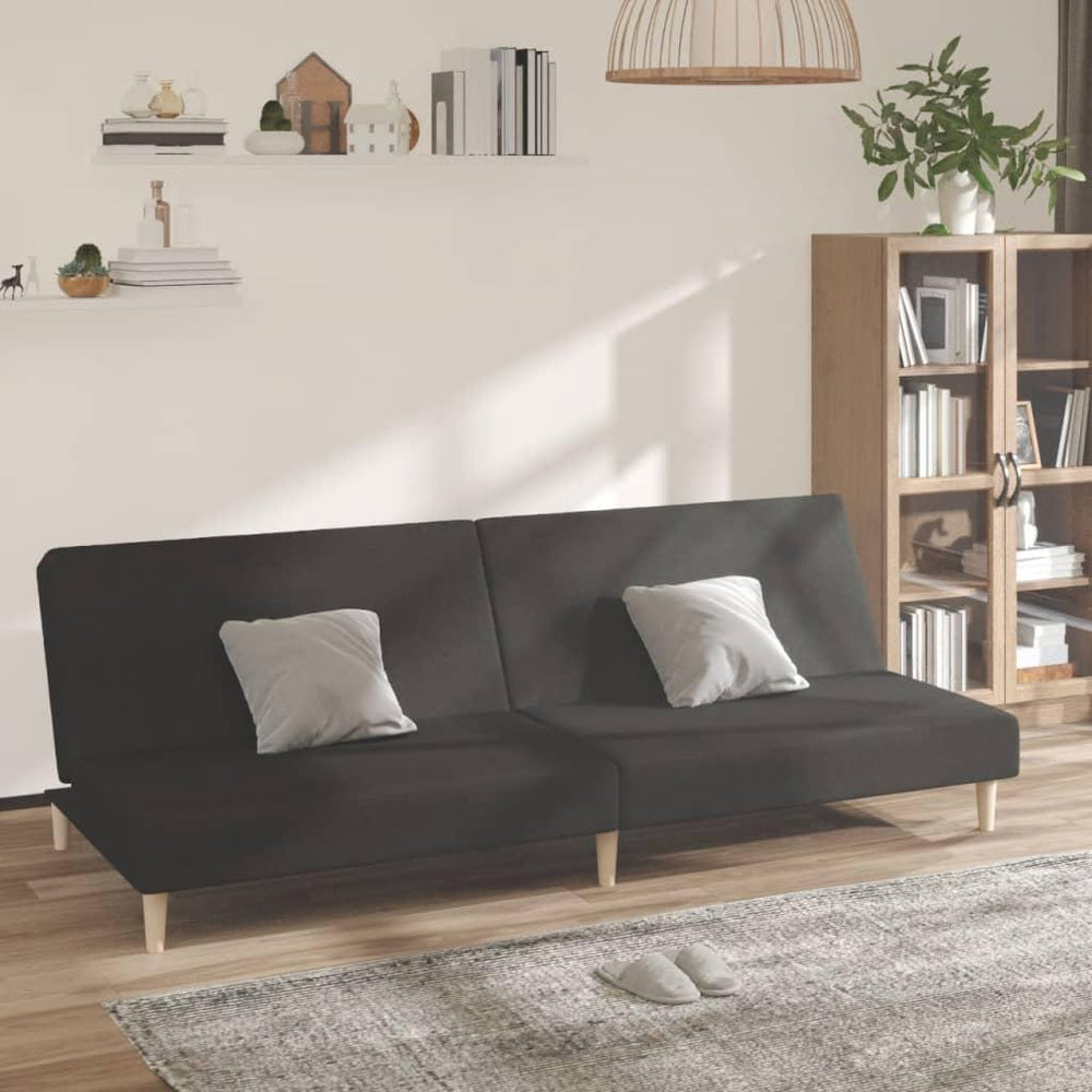 Dvivietė sofa-lova, juodos spalvos, audinys