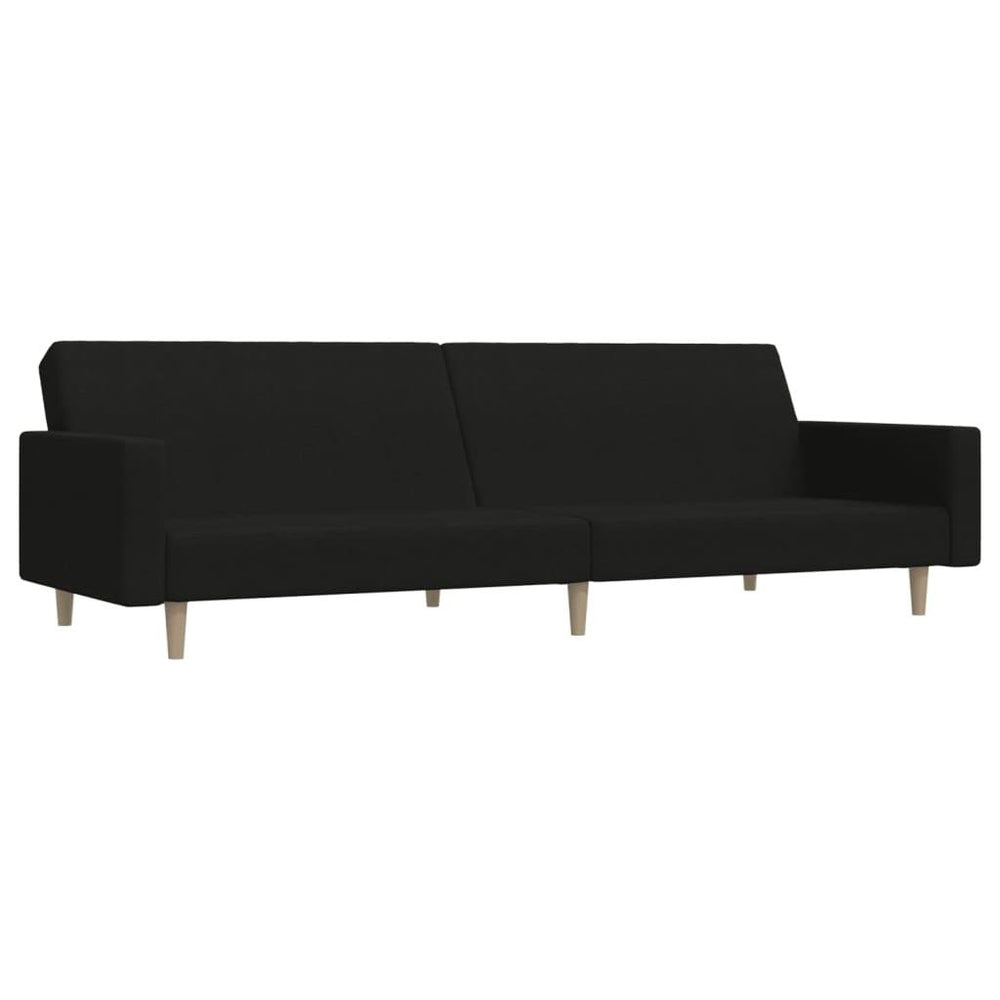 Dvivietė sofa-lova, juodos spalvos, audinys