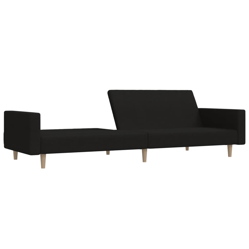 Dvivietė sofa-lova, juodos spalvos, audinys