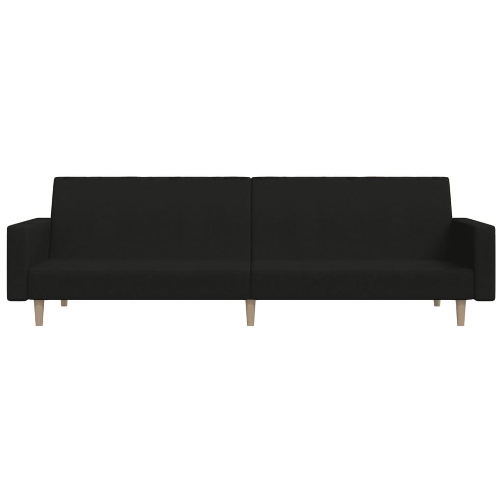 Dvivietė sofa-lova, juodos spalvos, audinys