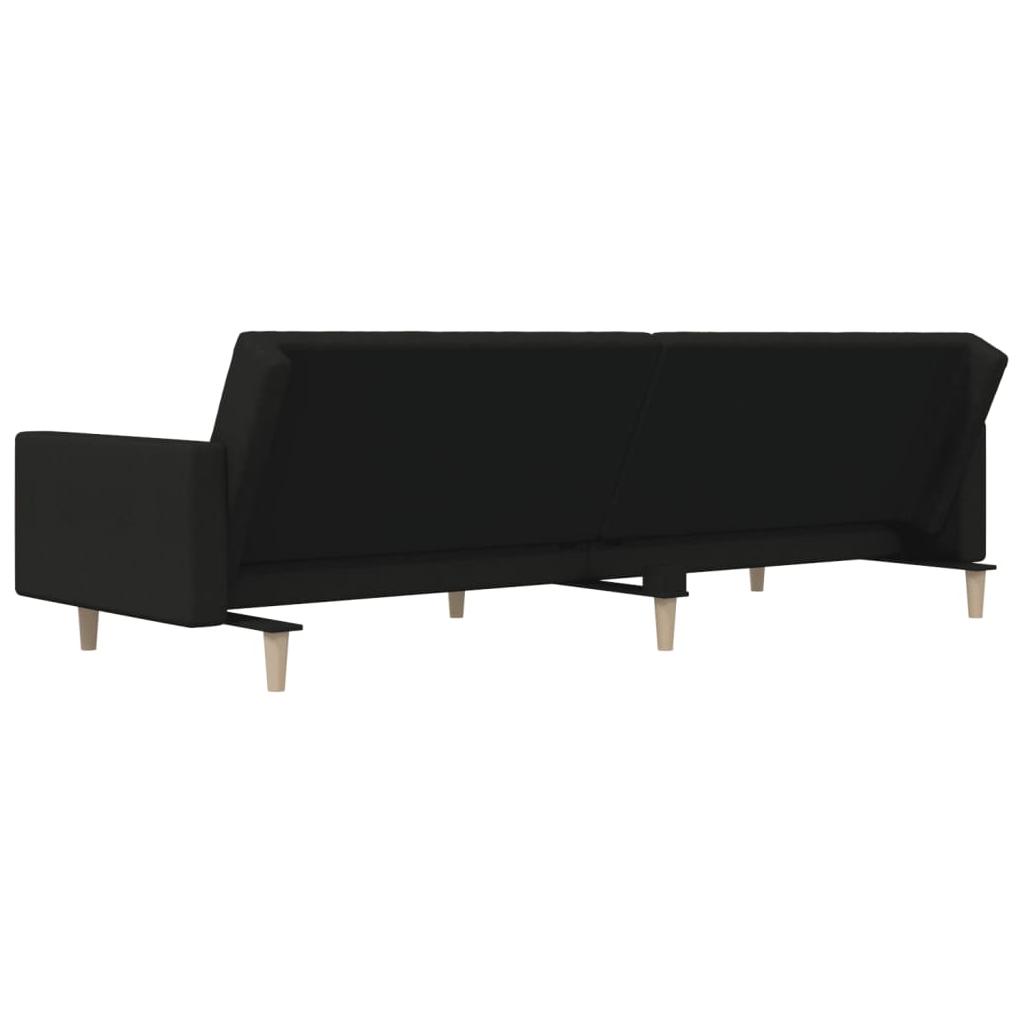 Dvivietė sofa-lova, juodos spalvos, audinys