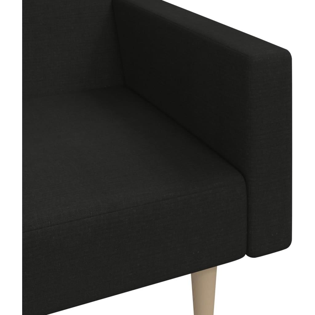 Dvivietė sofa-lova, juodos spalvos, audinys