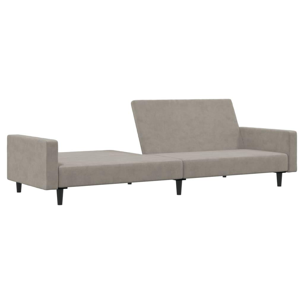 Dvivietė sofa-lova, šviesiai pilkos spalvos, aksomas