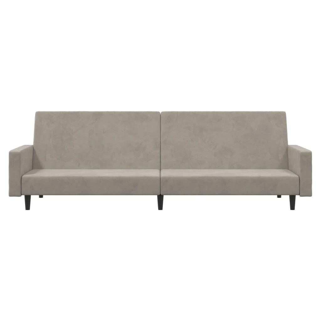 Dvivietė sofa-lova, šviesiai pilkos spalvos, aksomas