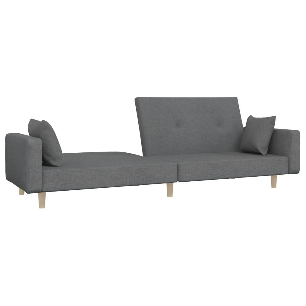 Dvivietė sofa-lova su dvejomis pagalvėmis, pilka, audinys