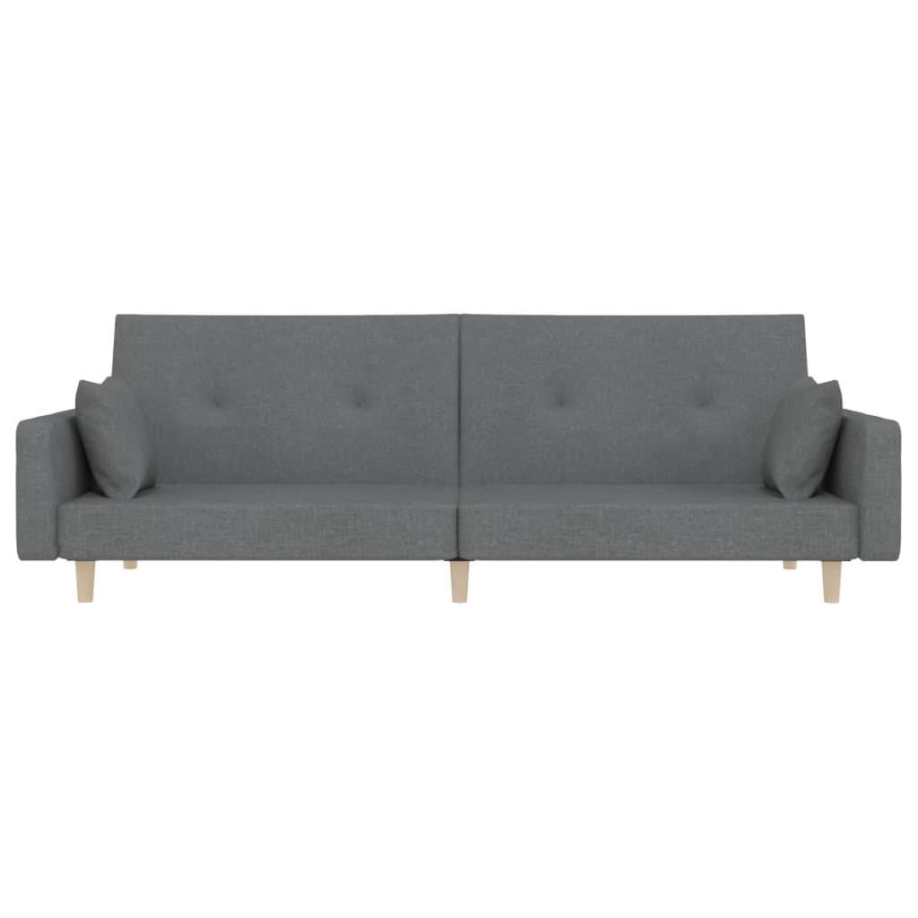 Dvivietė sofa-lova su dvejomis pagalvėmis, pilka, audinys