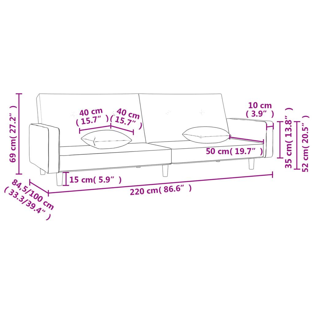 Dvivietė sofa-lova su dvejomis pagalvėmis, pilka, audinys