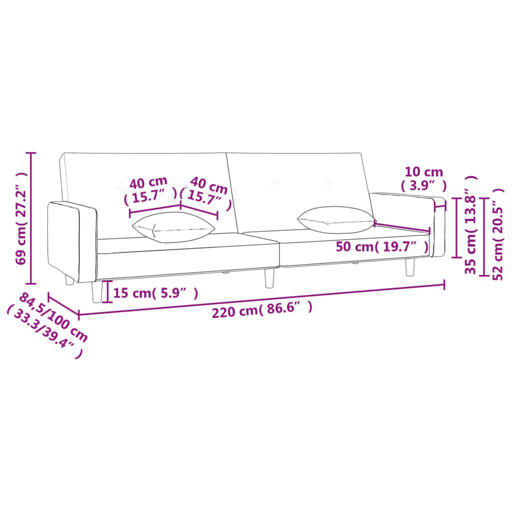 Dvivietė sofa-lova su dvejomis pagalvėmis, juoda, audinys