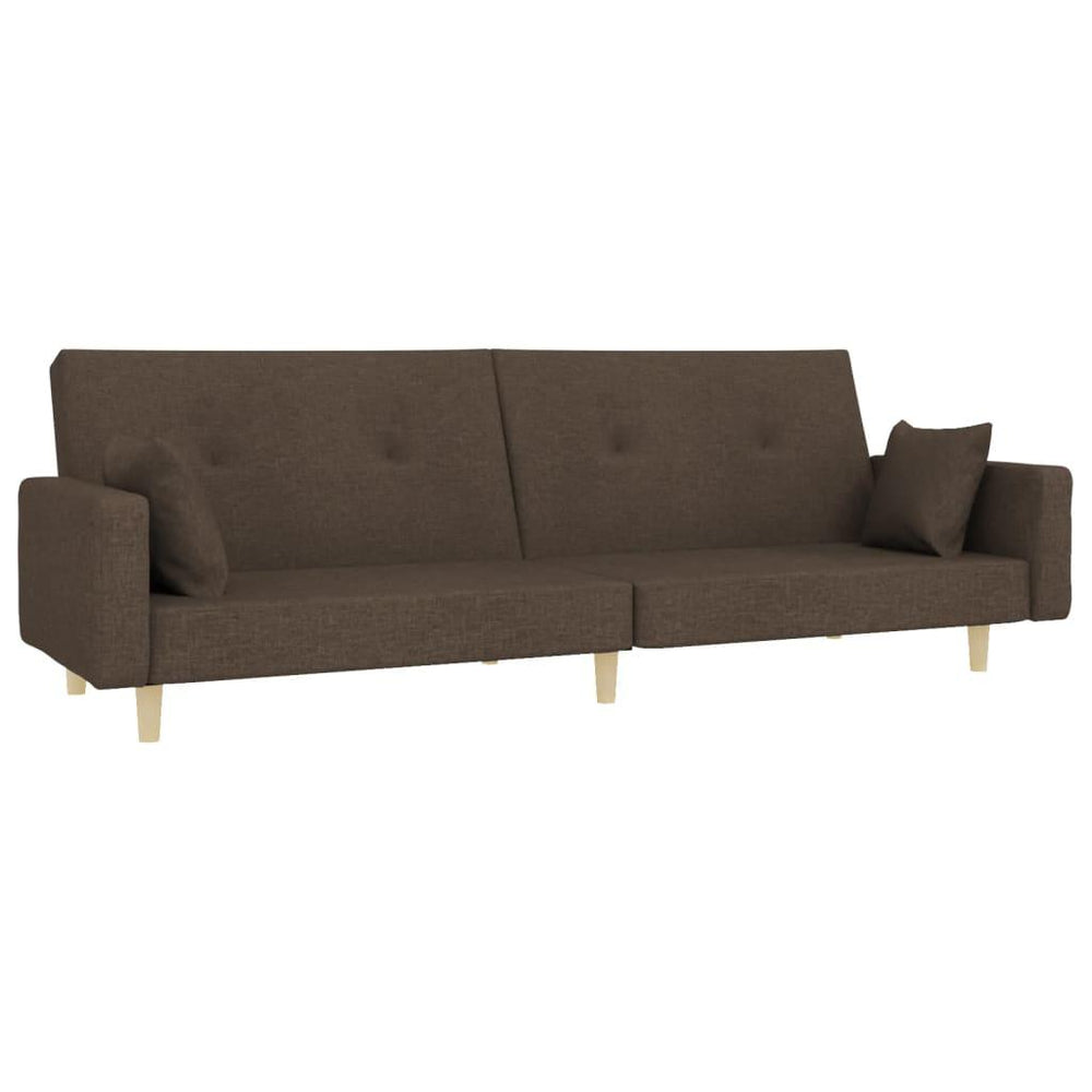 Dvivietė sofa-lova su dvejomis pagalvėmis, taupe, audinys