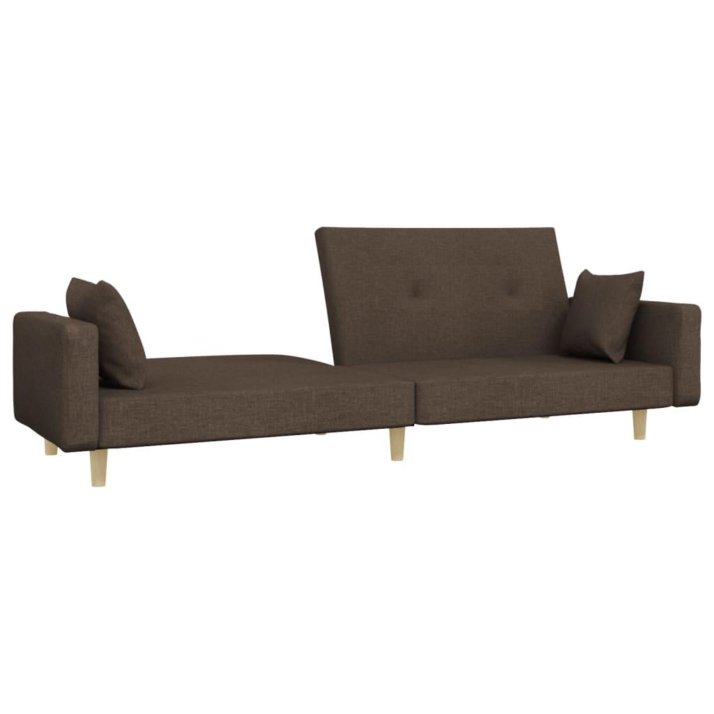 Dvivietė sofa-lova su dvejomis pagalvėmis, taupe, audinys